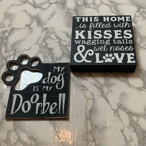 Two Rustic Wooden Dog Lover Wall Art Pieces